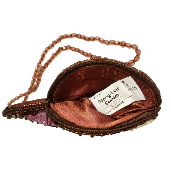Rare Sanrio Deery-Lou Coin Purse Sequin Beaded Wrist Strap Brown Reindeer Pouch - Picture 9 of 14